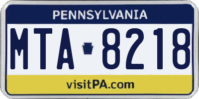 PA license plate MTA8218