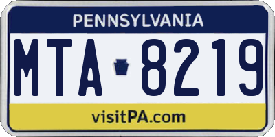 PA license plate MTA8219