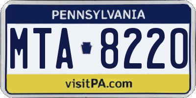 PA license plate MTA8220