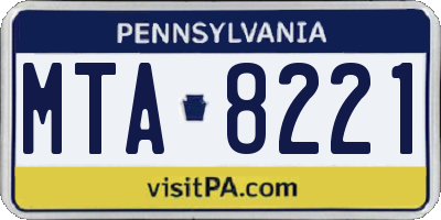PA license plate MTA8221