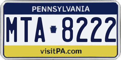 PA license plate MTA8222