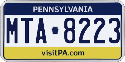 PA license plate MTA8223