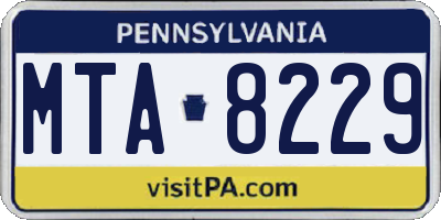 PA license plate MTA8229