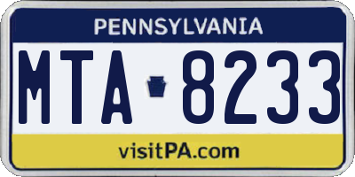 PA license plate MTA8233