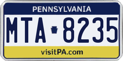 PA license plate MTA8235