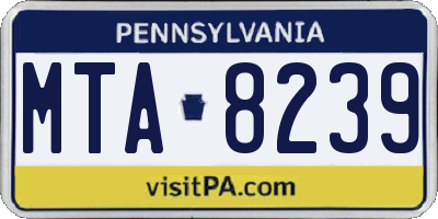 PA license plate MTA8239