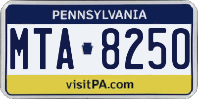 PA license plate MTA8250