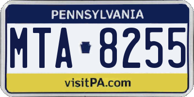 PA license plate MTA8255