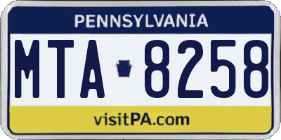 PA license plate MTA8258