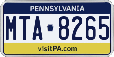 PA license plate MTA8265