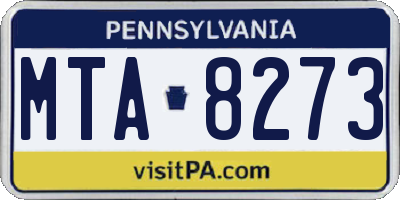 PA license plate MTA8273