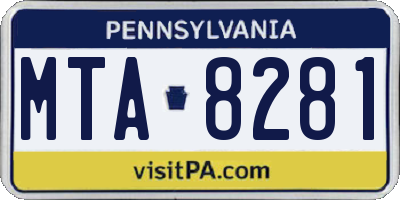 PA license plate MTA8281