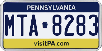PA license plate MTA8283
