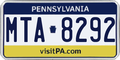 PA license plate MTA8292
