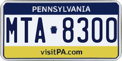 PA license plate MTA8300