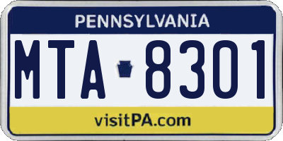 PA license plate MTA8301