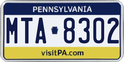 PA license plate MTA8302
