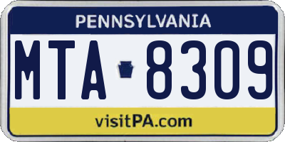 PA license plate MTA8309