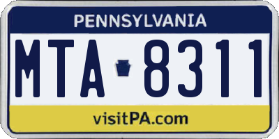 PA license plate MTA8311