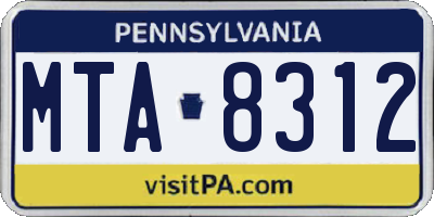 PA license plate MTA8312