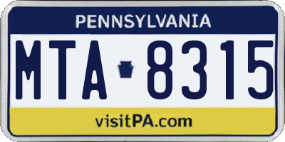 PA license plate MTA8315