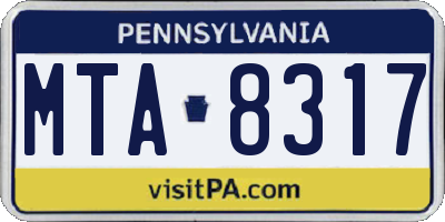 PA license plate MTA8317