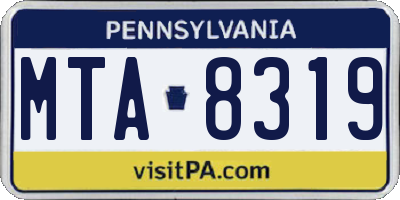 PA license plate MTA8319