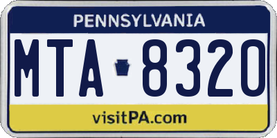 PA license plate MTA8320