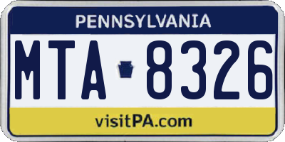 PA license plate MTA8326