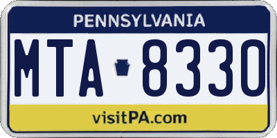 PA license plate MTA8330