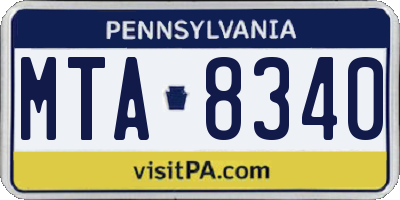 PA license plate MTA8340