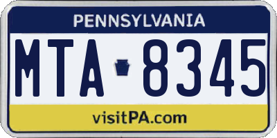 PA license plate MTA8345