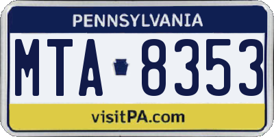 PA license plate MTA8353