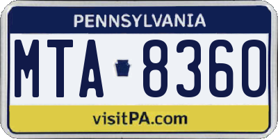 PA license plate MTA8360