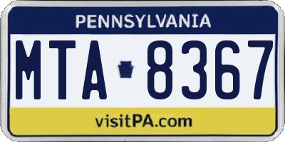 PA license plate MTA8367