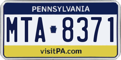 PA license plate MTA8371