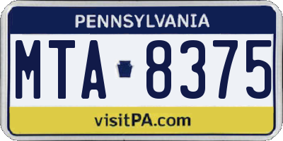 PA license plate MTA8375