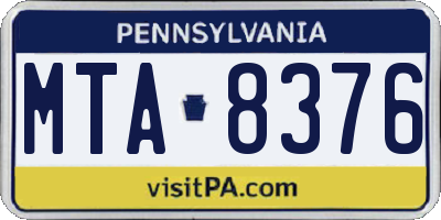 PA license plate MTA8376