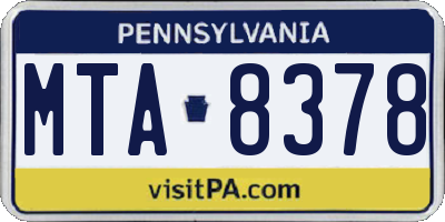 PA license plate MTA8378