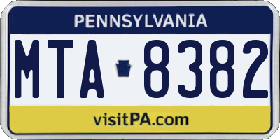 PA license plate MTA8382