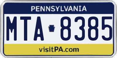 PA license plate MTA8385