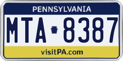 PA license plate MTA8387