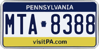 PA license plate MTA8388