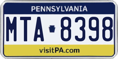 PA license plate MTA8398