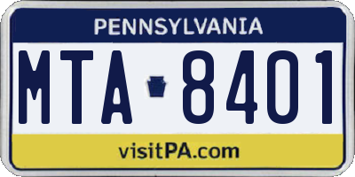 PA license plate MTA8401