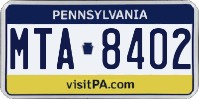 PA license plate MTA8402