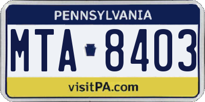 PA license plate MTA8403