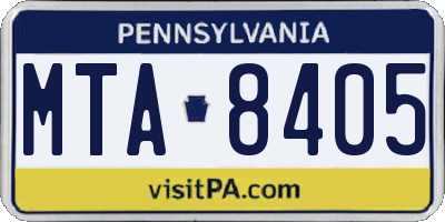 PA license plate MTA8405