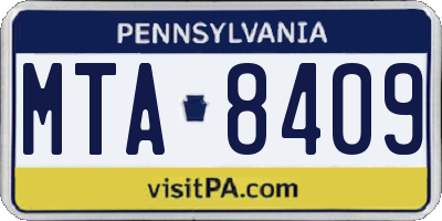 PA license plate MTA8409