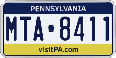 PA license plate MTA8411